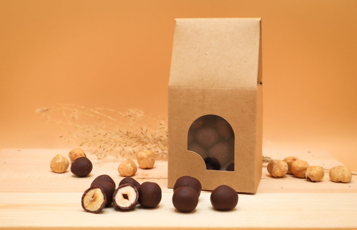 Bolsa kraft MOOJO, grageas Cœur de Noisette y avellanas